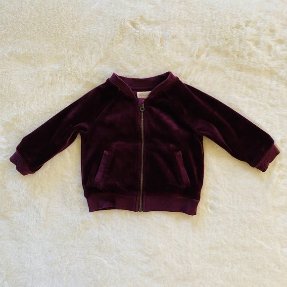 2/$18🌴 Gymboree Baby Girl's Velour Zip-Up Cardigan 3-6 months Dark Plum - Picture 1 of 7
